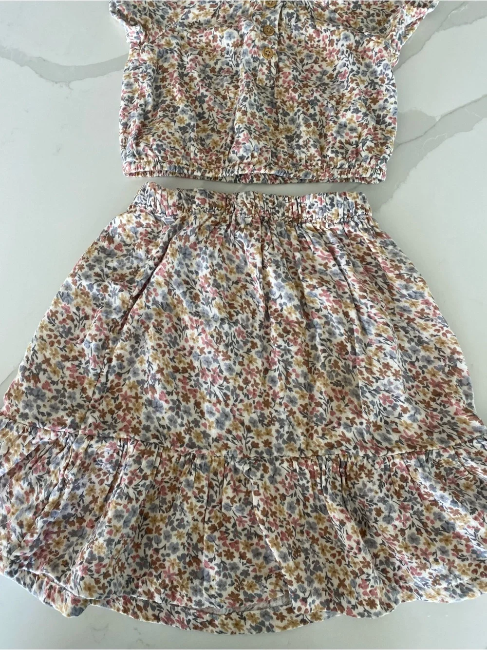 Little Planet by Carter's Girls 2T Floral 2pc Top & Skirt organic Cotton Set